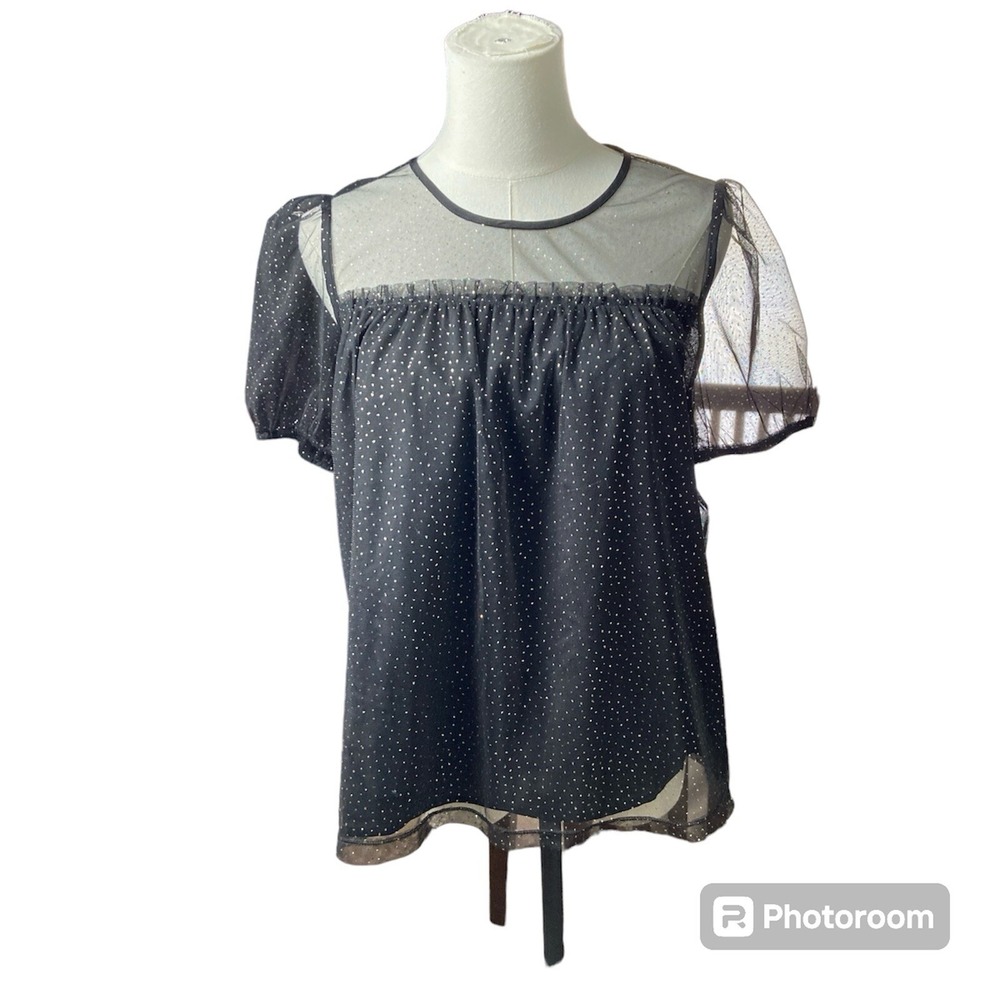 J.Crew women's Blouse Small BV504 Black Gold Sparkle‎